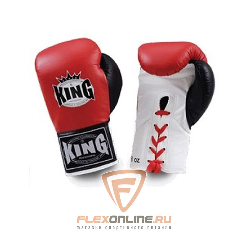 Боксерские перчатки Перчатки боксерские соревновательные на шнурках 8 унций красные от King