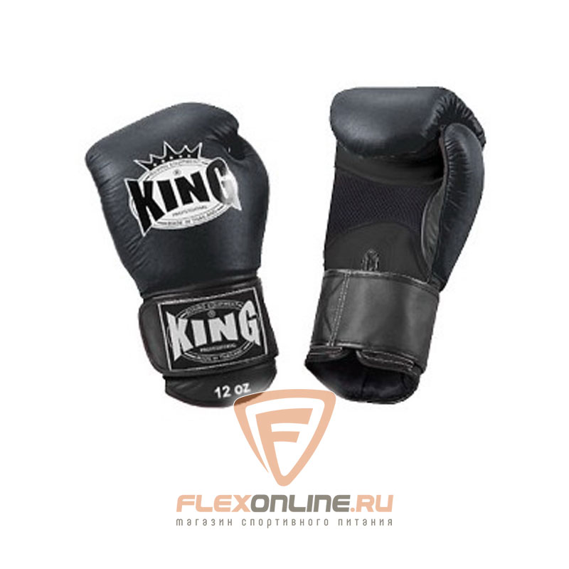 Боксерские перчатки Перчатки боксерские тренировочные на липучке 8 унций чёрные от King