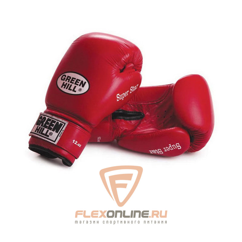 Боксерские перчатки Перчатки боксерские SUPER STAR 14 унций красные от Green Hill