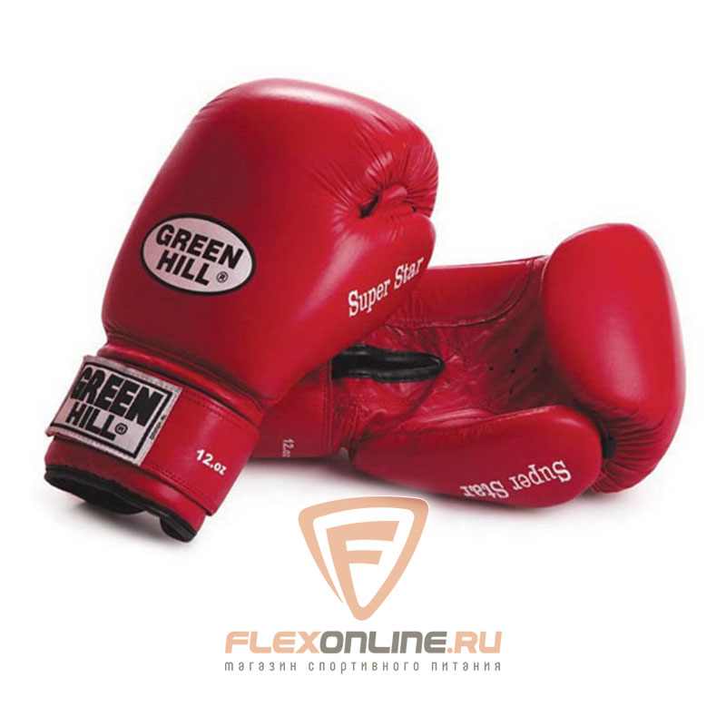 Боксерские перчатки Перчатки боксерские SUPER STAR 16 унций красные от Green Hill