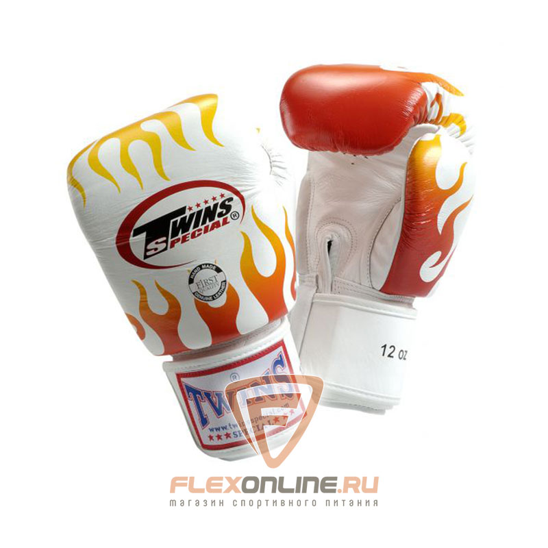 Боксерские перчатки Перчатки боксерские тренировочные на липучке 12 унций белые от Twins