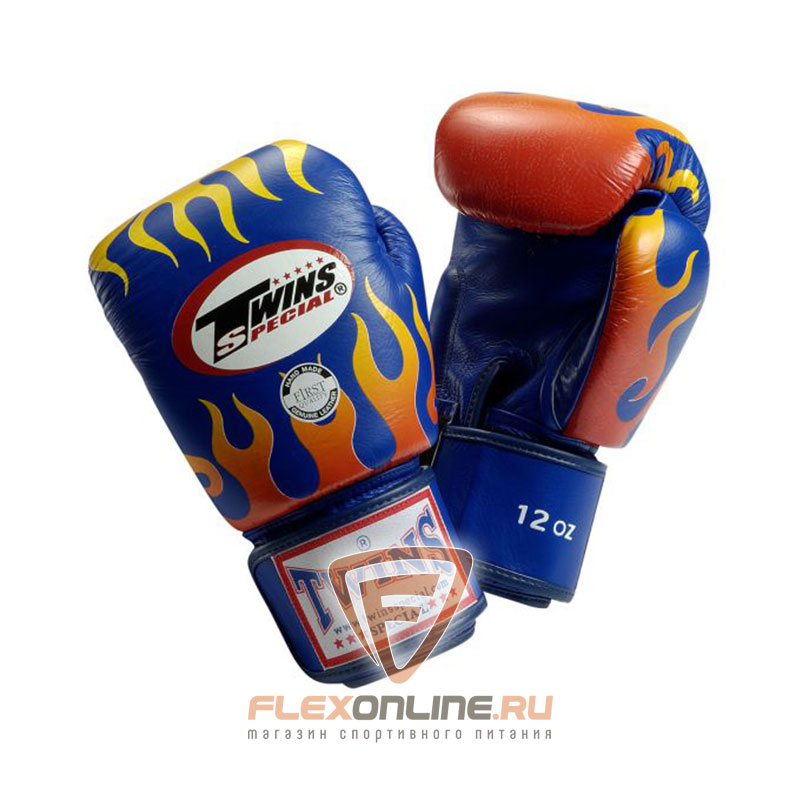 Боксерские перчатки Перчатки боксерские тренировочные на липучке 10 унций синие от Twins