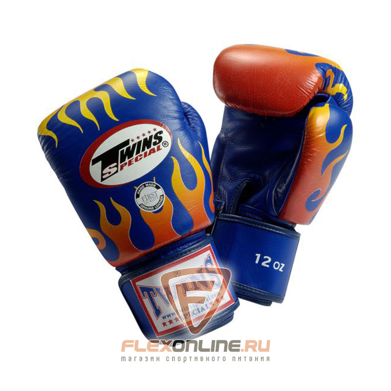 Боксерские перчатки Перчатки боксерские тренировочные на липучке 16 унций синие от Twins