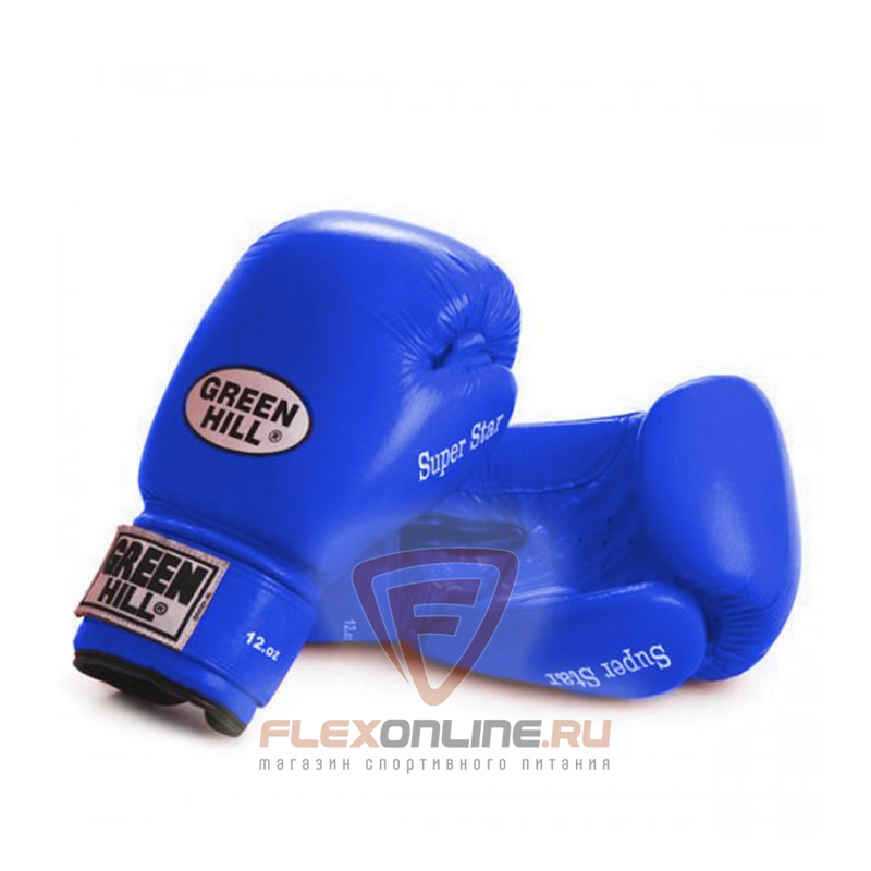 Боксерские перчатки Перчатки боксерские SUPER STAR 14 унций синие от Green Hill