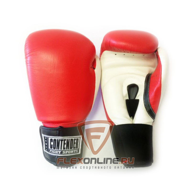 Боксерские перчатки Перчатки боксерские тренировочные на липучке 10 унций красно-белые от Contender