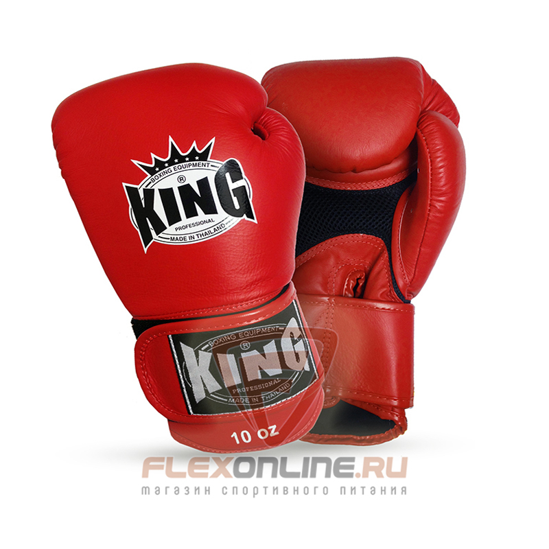Боксерские перчатки Перчатки боксерские тренировочные на липучке 12 унций красные от King