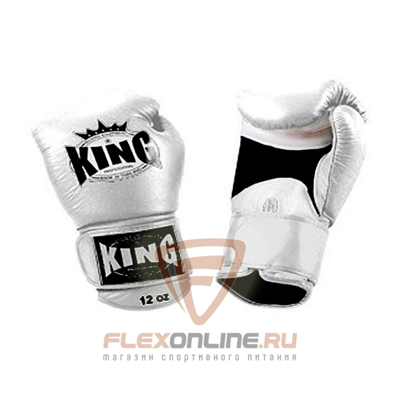 Боксерские перчатки Перчатки боксерские тренировочные на липучке 16 унций белые от King
