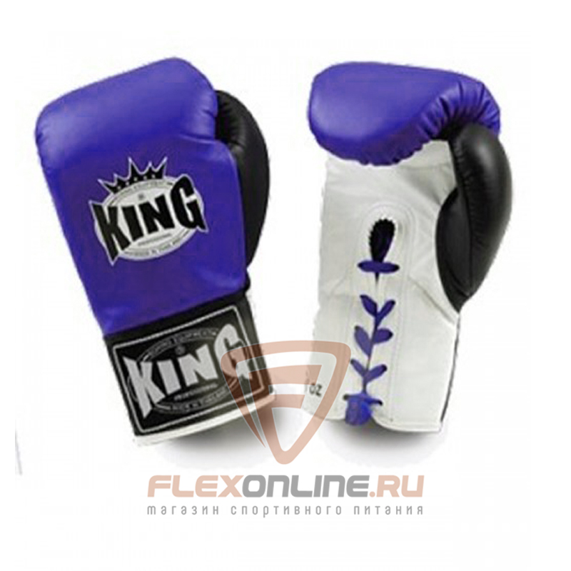 Боксерские перчатки Перчатки боксерские соревновательные на шнурках 10 унций синие от King
