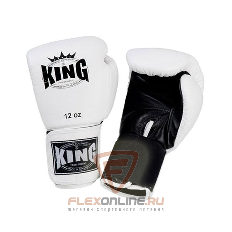 Боксерские перчатки Перчатки боксерские тренировочные на липучке 8 унций белые от King