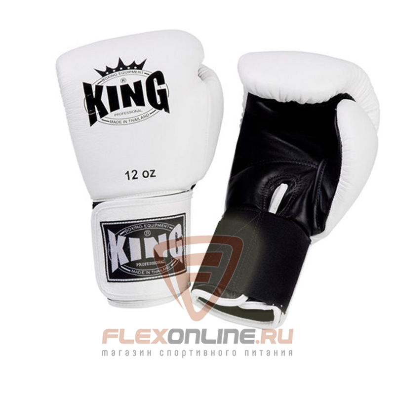Боксерские перчатки Перчатки боксерские тренировочные на липучке 10 унций белые от King