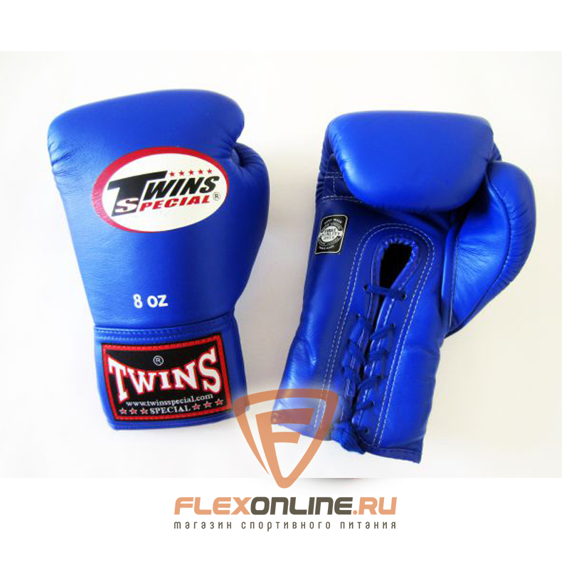 Боксерские перчатки Боксерские перчатки соревновательные на шнурках 8 унций синие от Twins