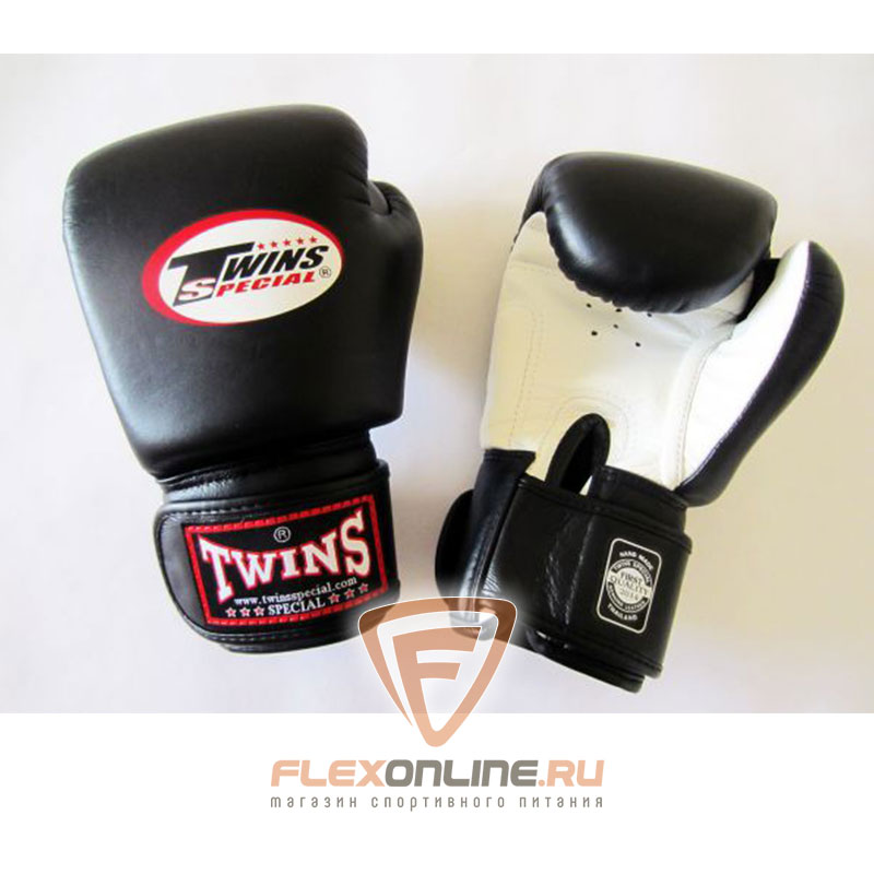 Боксерские перчатки Перчатки боксерские тренировочные 10 унций бело-чёрные от Twins