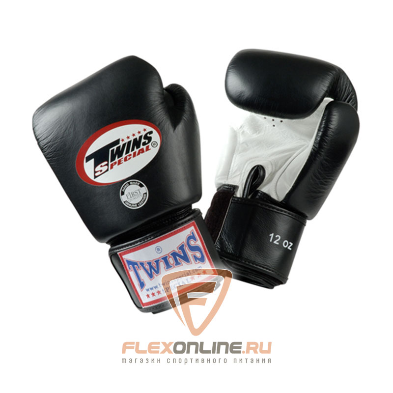 Боксерские перчатки Перчатки боксерские тренировочные 12 унций бело-чёрные от Twins