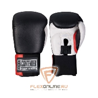 Боксерские перчатки Перчатки боксерские тренировочные на липучке 10 унций чёрно-белые от Contender