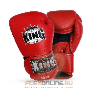 Боксерские перчатки Перчатки боксерские тренировочные на липучке 8 унций красные от King
