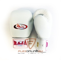 Боксерские перчатки Перчатки боксерские тренировочные на липучке 10 унций белые от Raja