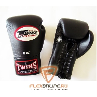 Боксерские перчатки Боксерские перчатки соревновательные на шнурках 8 унций черные от Twins